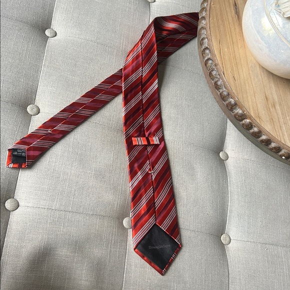 Ermenegildo Zega 100% Silk Maroon Orange Striped Tie